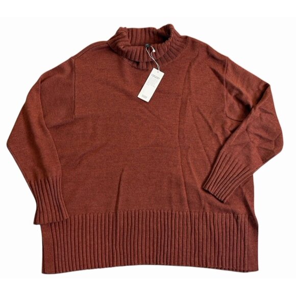 Eileen Fisher MEDIUM Merino Wool Turtleneck Pullover Sweater Spice Women's NWT - Picture 1 of 13